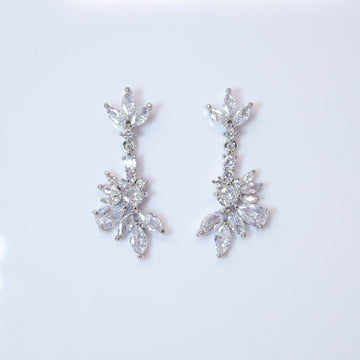 Swarovski Crystal Lotus Leaves Flower Dainty Earrings, Bridal Jewelry, Bridal Earrings, Crystal Bridal Earrings, Statement Earrings Cz